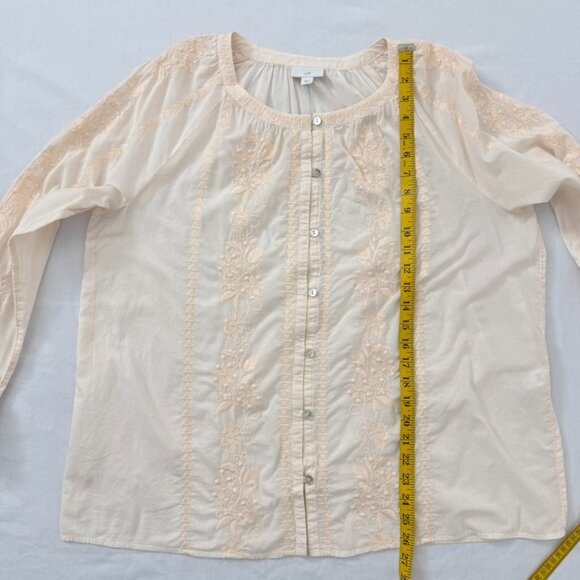 J. Jill Womens Pink Woven Cotton Floral Embroidered Button Up Tunic Size Large - Picture 14 of 14